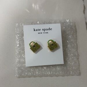 Kate Spade Gold and Green Lock Earrings